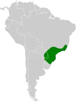 Distribución geográfica del mosquerito verdoso.