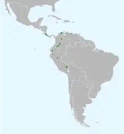 Distribución geográfica del mosquerito de Zeledón.