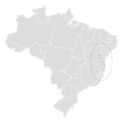 Distribución geográfica del orejerito de Bahía.