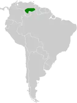 Distribución geográfica del orejerito de Chapman.