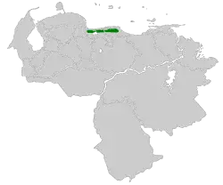 Distribución geográfica del orejerito amarillo.