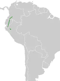 Distribución geográfica del orejerito ecuatoriano.