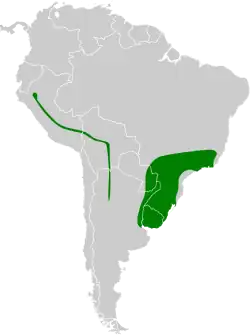 Distribución geográfica del orejerito olivaceo.