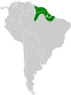 Distribución geográfica del orejerito verdoso.