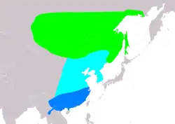 Distribución de Phylloscopus proregulus