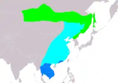 Distribución de Phylloscopus schwarzi