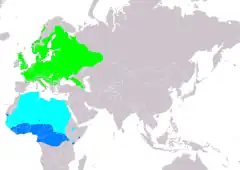 Distribución de Phylloscopus sibilatrix