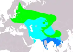 Distribución de Phylloscopus trochiloides