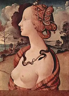 Piero di Cosimo. Retrato de Simonetta Vespucci como Cleopatra. c. 1480-1490.