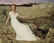 L'espérance (1872) de Puvis de Chavannes. El pintor hizo dos versiones, una vestida y otra desnuda.