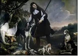 Pieter Thijs y Pieter Boel, Huntsman con sus perros y el juego, c.1650