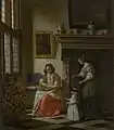 Enseñando a un niño a andar, de Pieter de Hooch; 1668-1672.