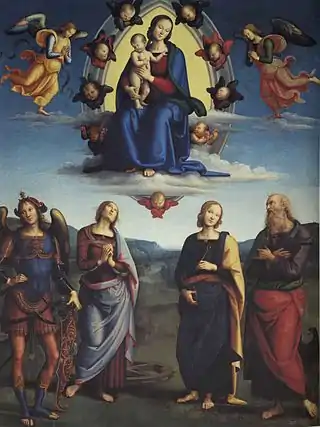 Madonna en la gloria con los santos de Perugino, ahora en la Pinacoteca de Bolonia