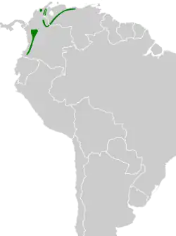 Distribución geográfica del frutero pechidorado.