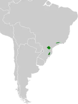 Distribución geográfica del bailarín castaño.