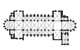 Planta renano-románica de Verdun(Incluida en el Dictionnaire raisonné de l'architecture française du XIe au XVIe siècle, par Eugène Viollet-Le-Duc, 1856.)