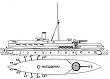 Perfil y planta del crucero Matsushima.