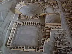 Maqueta de los dos teatros y el cuadripórtico. Museo Arqueológico Nacional de Nápoles.