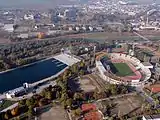 Vista aérea del estadio y el canal de remo.