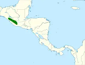 Distribución geográfica de la tangara chiapaneca.