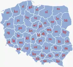 Voivodatos de Polonia en 1975.