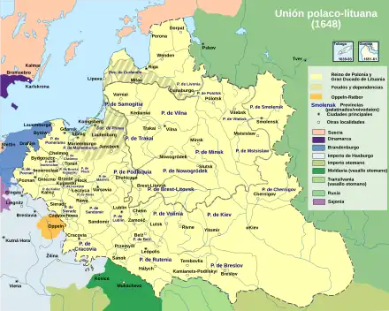 Confederación de Polonia y Lituania en 1648.