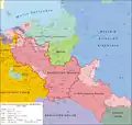 Mapa de Polonia alrededor de 1370-1382, en rosa