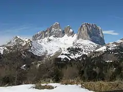 Vista del Sassolungo en el Passo Pordoi