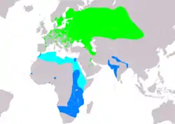 Distribución de Porzana porzana