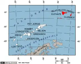 Mapa de las islas Piloto Pardo en las islas Shetland del Sur