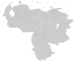 Distribución geográfica del subepalo de Paria.