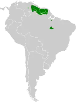 Distribución geográfica del campanero blanco.