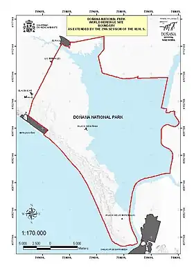 Límites de la protección de la UNESCO en Doñana