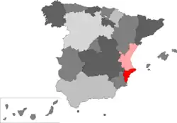 Localización de la provincia de Alicante en España