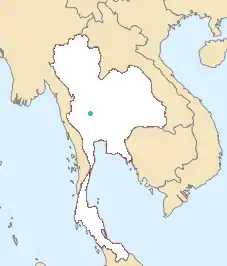 El punto muestra la antigua ubicación de invernada en Tailandia; el área de reproducción es desconocida.