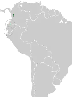 Distribución geográfica del trepamusgos barbablanca del Pacífico.