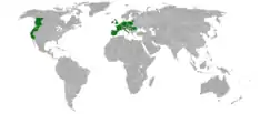 Range of Psilocybe cyanescens