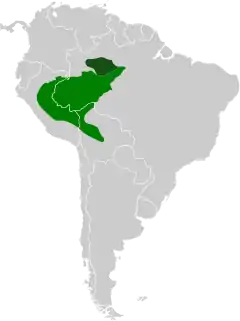 Distribución del trompetero aliblanco