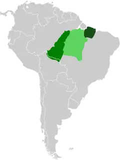 Distribución del trompetero aliverde