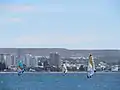 La ciudad de Puerto Madryn a orillas del golfo.