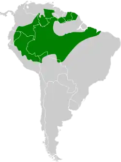 Distribución geográfica del batará estrellado.