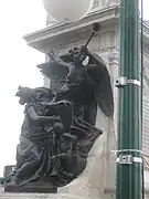 Grupo alegórico en bronce del Monumento a Samuel de Champlain en Quebec