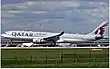 Airbus A330-300 de Qatar Airways en el aeropuerto de Mánchester en 2014.