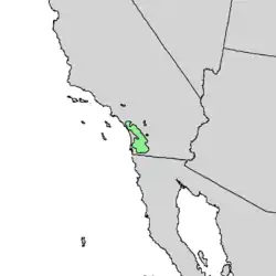 Distribución natural de Quercus engelmannii