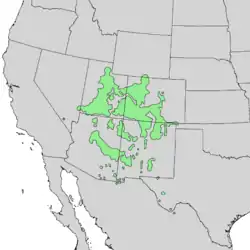 Distribución natural de Quercus gambelii