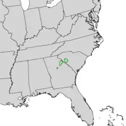 Distribución natural de Quercus oglethorpensis