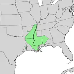 Distribución natural de Quercus texana