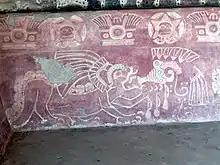 Jaguar emplumado en los murales del palacio de los Jaguares