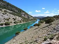 Río Guadalentín represándose en el embalse de La Bolera