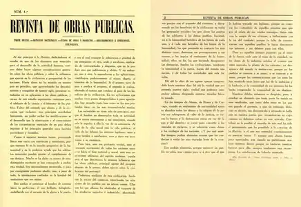 Editorial del número 1 de la Revista de Obras Públicas (1853)